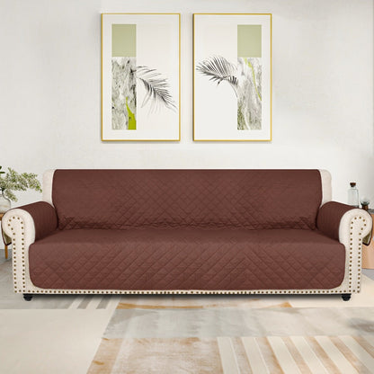 Sofa Cover Five-Layer Quilted Microfiber Protector with Elastic Strap and Foam Anchors for 3 or 4 Seats