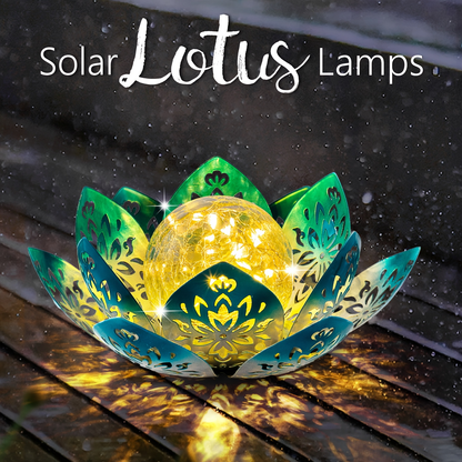 Solar Garden Light Lotus Flower with Cracked Glass Globe, IPX4 Rating and Three Color Options