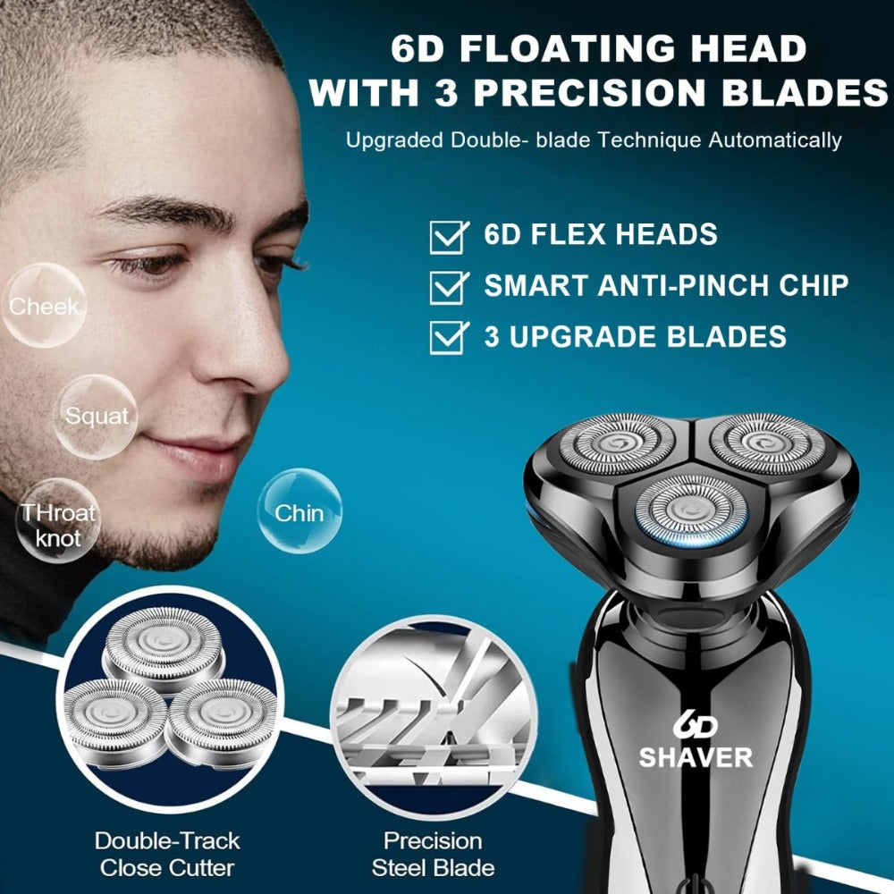 Cordless Foil Electric Shaver for Men 3D Floating Head LED Display Rechargeable Wet Dry Razor Close Shave Beard Trimmer Valentine's Day Gift