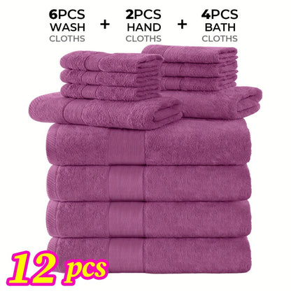 Luxury Towel Set 12 or 24 Piece Hotel Quality Cotton - Highly Absorbent Quick Dry Thick Bath Towels Hand Towels Washcloths | 7 Colors | Hotel Spa Gym Home Bathroom Essentials Gift Set