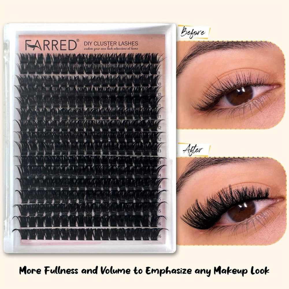 272Pcs D Curl Lash Clusters — 100D Thick Individual Eyelash Extensions 8-16mm, Soft Reusable DIY Cluster Lashes with Plant-Based Squalane, Voluminous Full-Body Lash Extension Kit for Beginners & Home Use