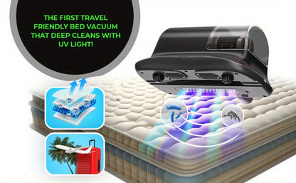 Cordless Mattress Vacuum Cleaner with 9.6 x 9.4-Inch Body, Clear Dust Cup and Purple Checkout Option