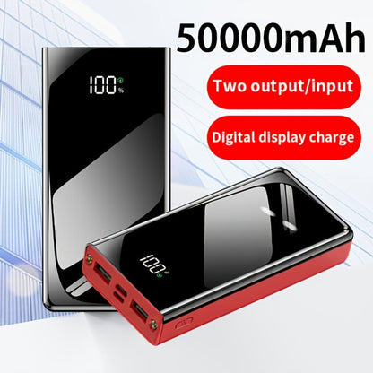 Power Bank 50000mAh 22.5W Two-Way Charging with Dual Input/Output and Digital Display in Black or Red