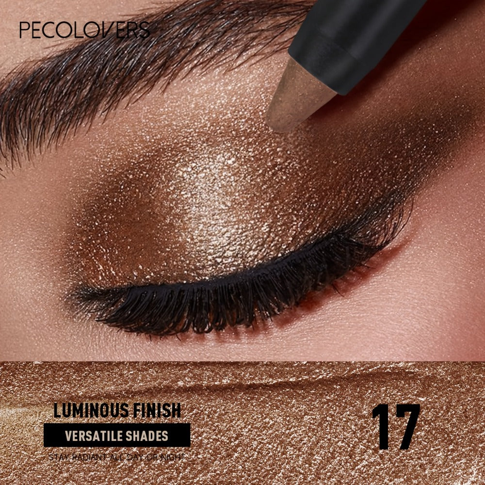 Shimmer Glitter Eyeshadow Stick Set 6 Pcs Dual-Tipped Eye Pencil with Blending Brush Creamy Pigmented Eye Contouring Highlighting Kit Multicolor Shades for Women Beginner Pro Gift