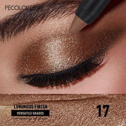 Shimmer Glitter Eyeshadow Stick Set 6 Pcs Dual-Tipped Eye Pencil with Blending Brush Creamy Pigmented Eye Contouring Highlighting Kit Multicolor Shades for Women Beginner Pro Gift