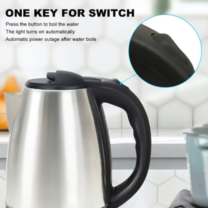 Electric Kettle 2L Stainless Steel Double-Wall Design with LED Indicator, Auto Shut-Off and 360-Degree Base