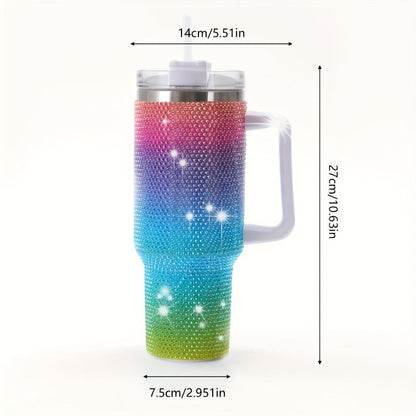 Insulated Tumbler 40oz All-Over Rhinestone Stainless Steel in Fifteen Retained Color Options