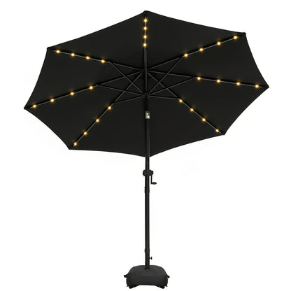 Patio Umbrella 9FT Solar LED Style with 32 Lights, Double Vent, Push Tilt, Crank and Eight Color Options