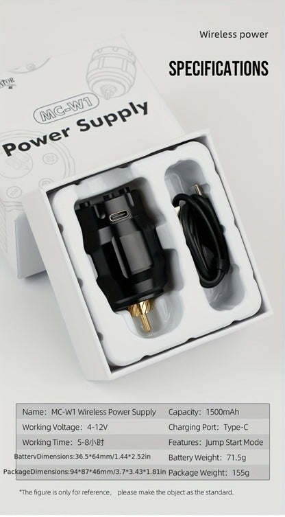 MC-W1 Rechargeable RCA Tattoo Power Supply with LED Display in Golden, Black, Red or Silvery
