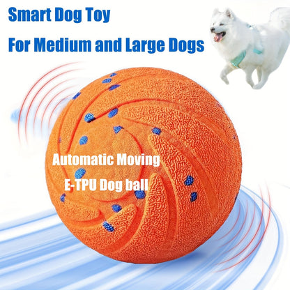 Dog Toy Motion-Activated E-TPU Ball with Auto-Rolling, Rotating and Bouncing Modes in Blue or Orange