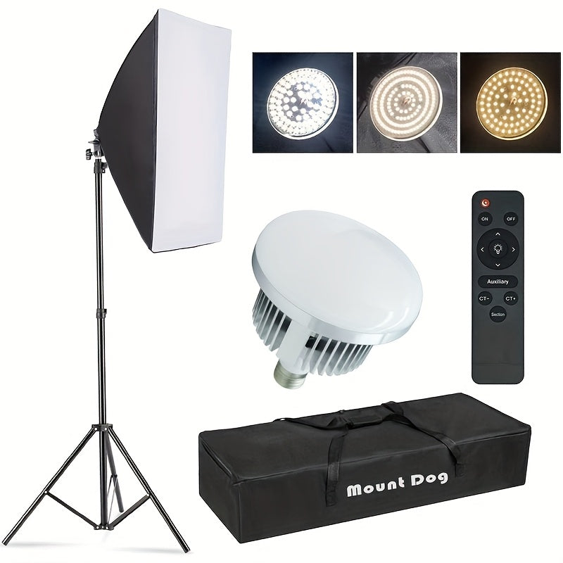 Softbox Photography Lighting Kit 2-Pack MOUNTDOG 19.7x27.5 Inch Continuous Lighting System 85W 5700K E27 LED Bulbs with Remote for Portrait Product Fashion Studio Photography