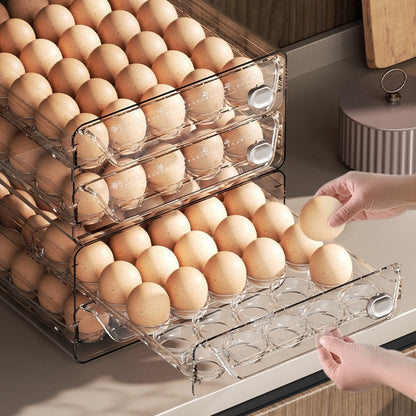Egg Drawer Food Storage Organizer for Refrigerator with Two Clear Tiers, Lid and 40-Egg Capacity