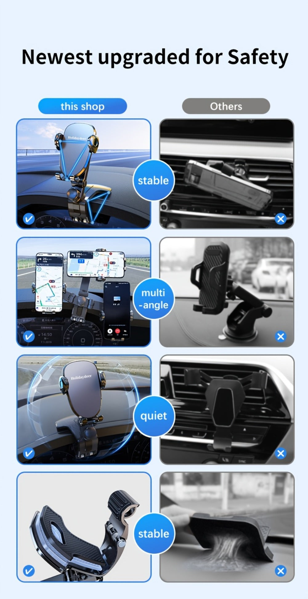 360-Degree Car Phone Holder Dashboard Mount – Universal Navigation Bracket Clip for Home & Car | Multi-Functional Adjustable Phone Stand | Deep Grey