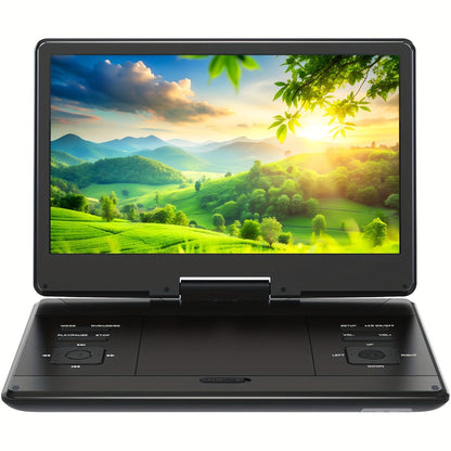 Portable DVD Player 14.1 Inch HD Screen, AV IN/OUT Sync TV & Projector, 270° Rotating Screen, Region Free, USB SD Card, Remote Control, 6-Hour Battery, Dual Speakers for Car Home Travel