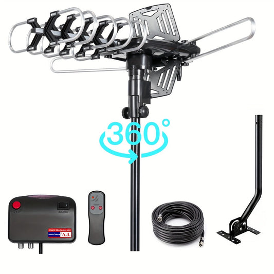 Dual TV Splitter Outdoor Antenna 150 Mile Range – 2026 Smart Digital HDTV, 2 TVs Simultaneously, RG6 Coaxial Cable & Mounting Bracket Included, Attic Rooftop