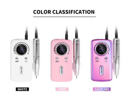 Cordless Nail Drill 45000 RPM Low Noise Rechargeable Electric Nail File Kit Portable Lightweight for Acrylic Gel Nails Manicure Pedicure Salon Home Use White Pink Purple