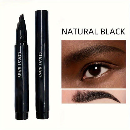 Four-Pack Multi-Fork Tip Eyebrow Pens in Four Color Labels with Capped Bodies and Approx. 11.3 cm Length