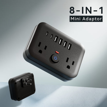 Surge Protector Power Strip 8-in-1 Mini Wall Adapter with 2 AC Outlets, 4 USB-A, 2 USB-C and One or Two-Pack Options