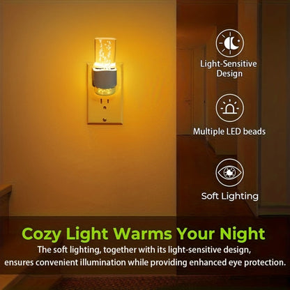 LED Night Light Plug In Wall 2 Pack – 3000K Warm White Dimmable Night Lights with Auto Light Sensor for Hallway Bedroom Bathroom Stairway – Modern Wall Plug Night Light
