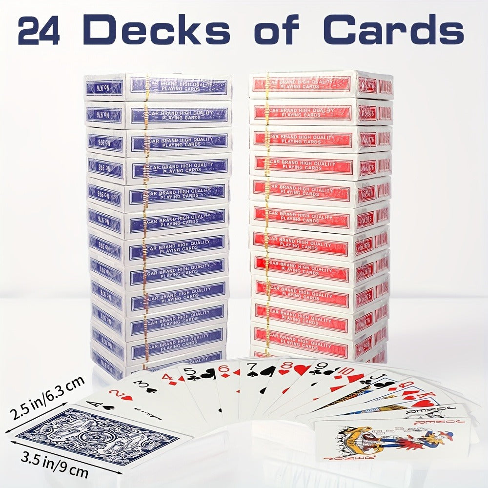 Bulk Playing Card Set with 6-, 12- or 24-Deck Options in Red, Blue or Mixed Color Packs for Group Games