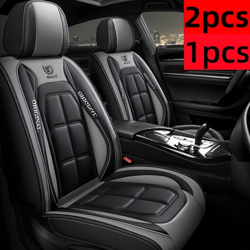 Car Seat Covers Sporty Faux Leather Full-Coverage Front Seat Design in Green or Blue Options