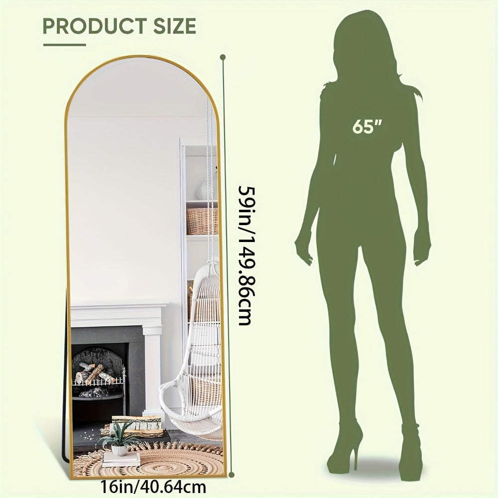 Full Length Mirror Floor Mirror Freestanding 58x18 Inch Arched Full Body Mirror Wall Mounted for Entryways, Bedrooms and Living Spaces