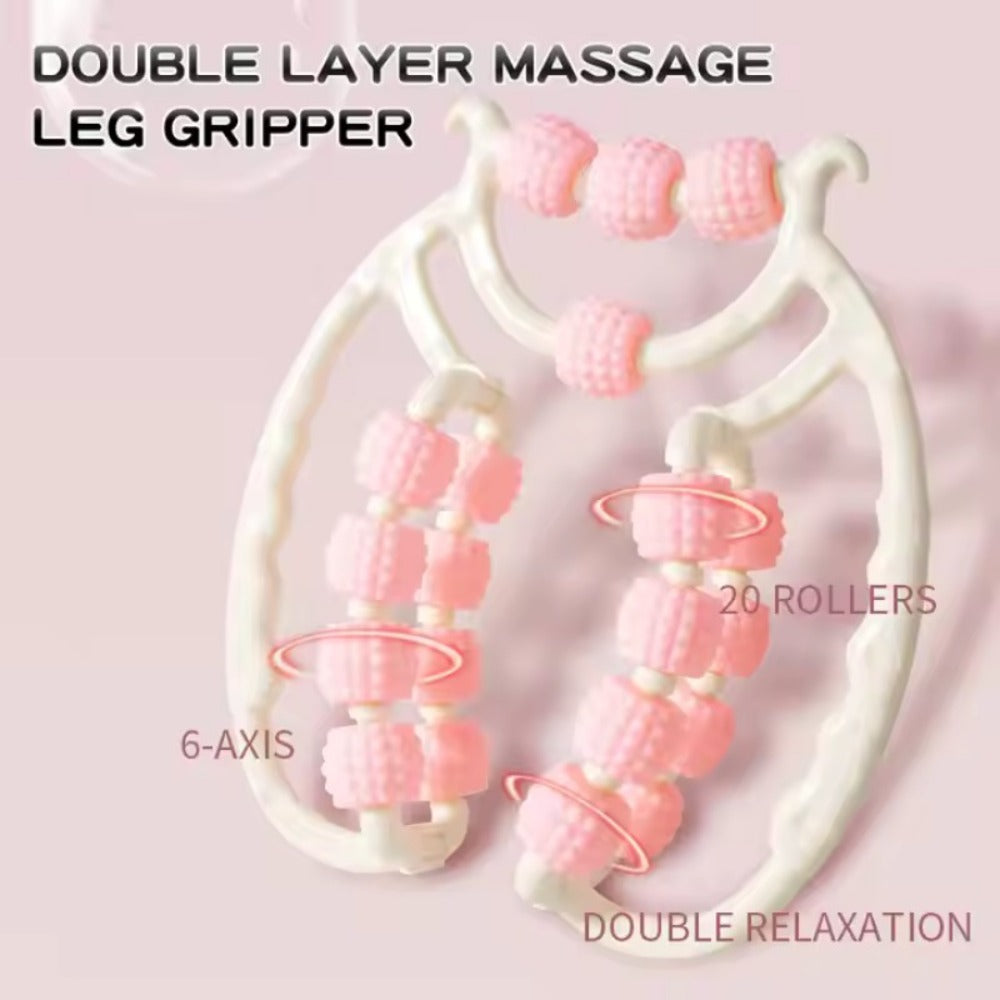 Twenty-Wheel Manual Leg Roller with Textured Rotating Nodes, Dual Handles and Pink or Green Options