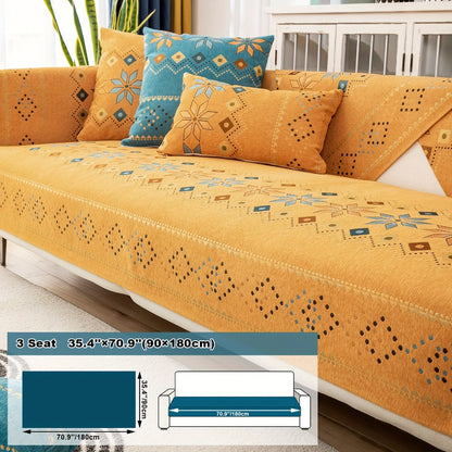 Sofa Cover Bohemian Geometric Panels for 1 to 4 Seats, Armrest or Backrest in Five Color Options