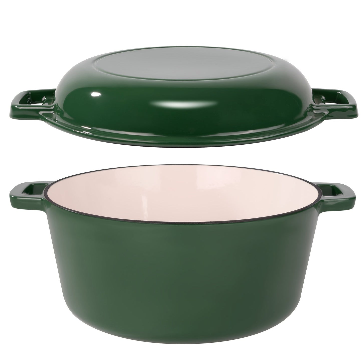 Dutch Oven 6 Quart Enameled Cast Iron 2-in-1 Pot and Bread Baker Nonstick Oven Safe to 500°F Dual Handles Compatible with All Stovetops Including Induction for Bread Baking Cooking Stewing Braising