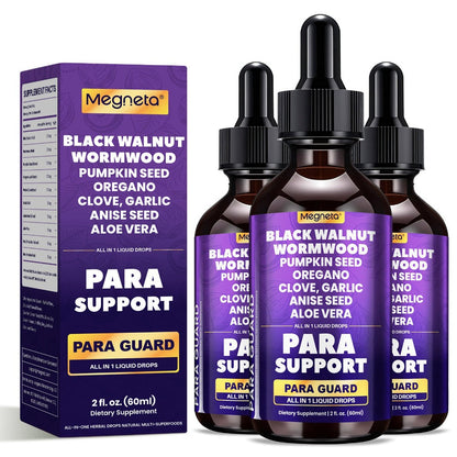 Herbal Supplements with Megneta Label, Black Walnut Clove Garlic Turmeric Pumpkin Seed Oregano Drops
