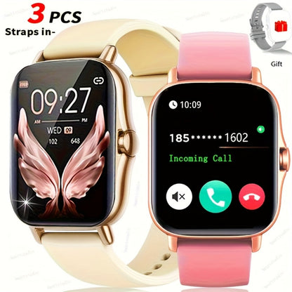 Unisex GPS Smartwatch 1.83" Full Touch – Wireless Calling, Music Playback, Remote Camera Control, Multi-Sport Fitness Tracker, Message Alerts, Pink Silver Gold – Android & iPhone Gift Watch