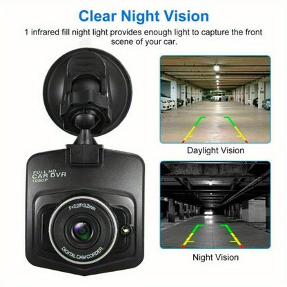 1080P Dash Cam for Cars - 2.2" LCD Display, Continuous Loop Recording, 24/7 Parking Surveillance, Motion Detection, No Battery Required, Universal Vehicle Dashboard Camera