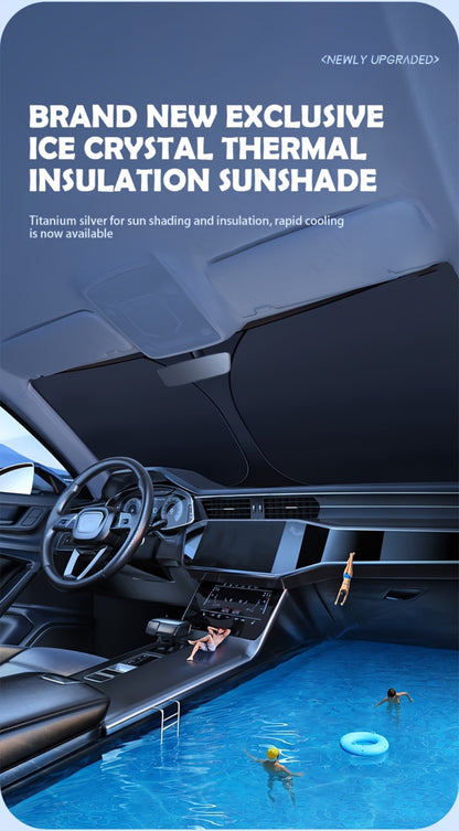 Windshield Sun Shade with Hook & Loop Closure - Foldable Front Window UV Ray Blocker, Dashboard Heat Protector, Universal Fit Car Interior Sun Visor for Cooler Cabin