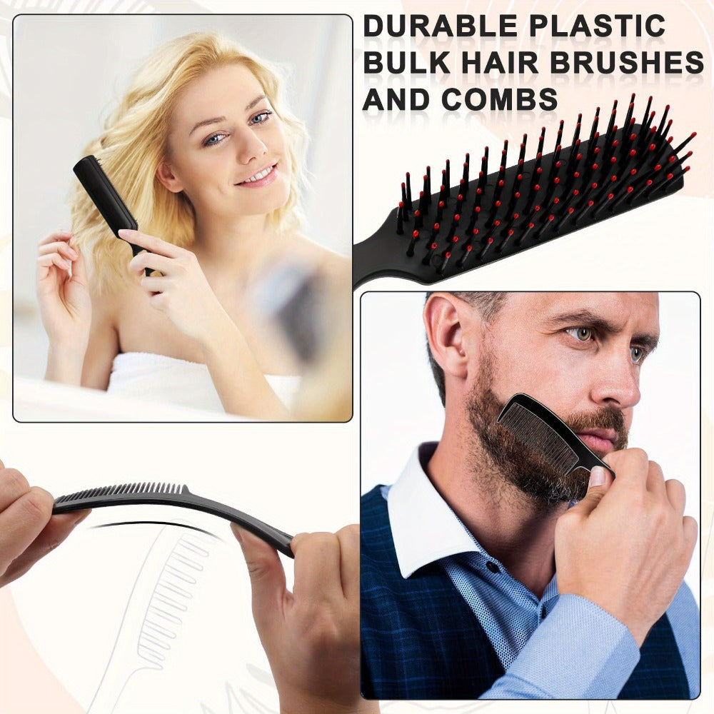 Disposable Hair Brush and Comb Set 50 Pack — Individually Wrapped Detangling Hairbrush with Fine Tooth Comb, Bulk Hygienic Kit for Hotel, Travel, Salon, Charity & Spa
