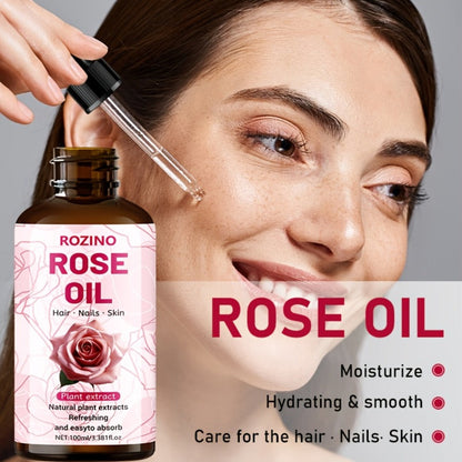 Essential Oil Rose 100ml or 3-Bottle Value Pack with Dropper for Massage, Shower and External Care