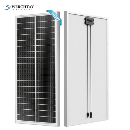 Solar Panel 100W 12V 18BB Monocrystalline 24% High Efficiency PV Module Power Charger for RV Battery Marine Rooftop Farm Home Camping Caravan Off-Grid System