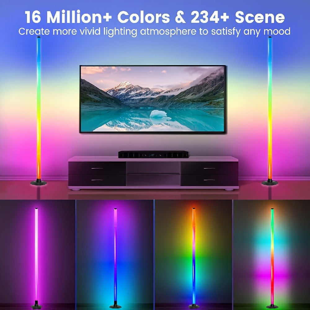 RGB Floor Lamp with Remote Control USB Powered | Color Changing LED Corner Lamp with Adjustable Brightness – Modern Space-Themed Ambient Light for Living Room & Bedroom