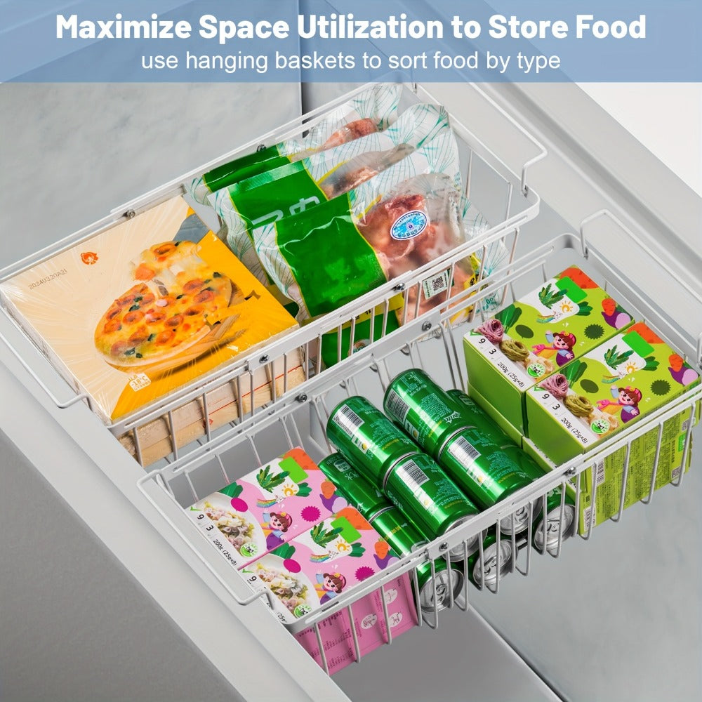 Expandable Wire Freezer Organizer Basket Set with Hanging Handles and 15.6- to 24.3-Inch Width Options