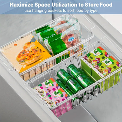 Expandable Wire Freezer Organizer Basket Set with Hanging Handles and 15.6- to 24.3-Inch Width Options