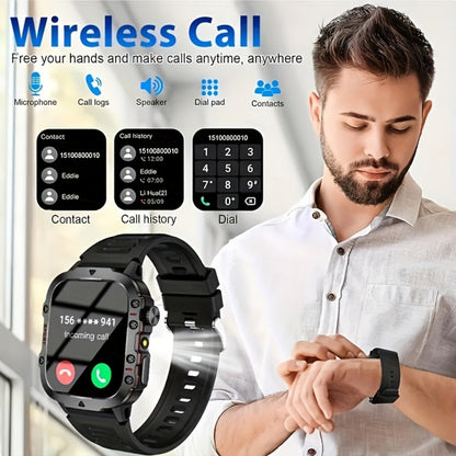 Smartwatch – Illumination Light K33 Khaki – Full Touch, 100+ Sport Modes, Wireless Calling, Music Playback, Remote Camera, Weather…