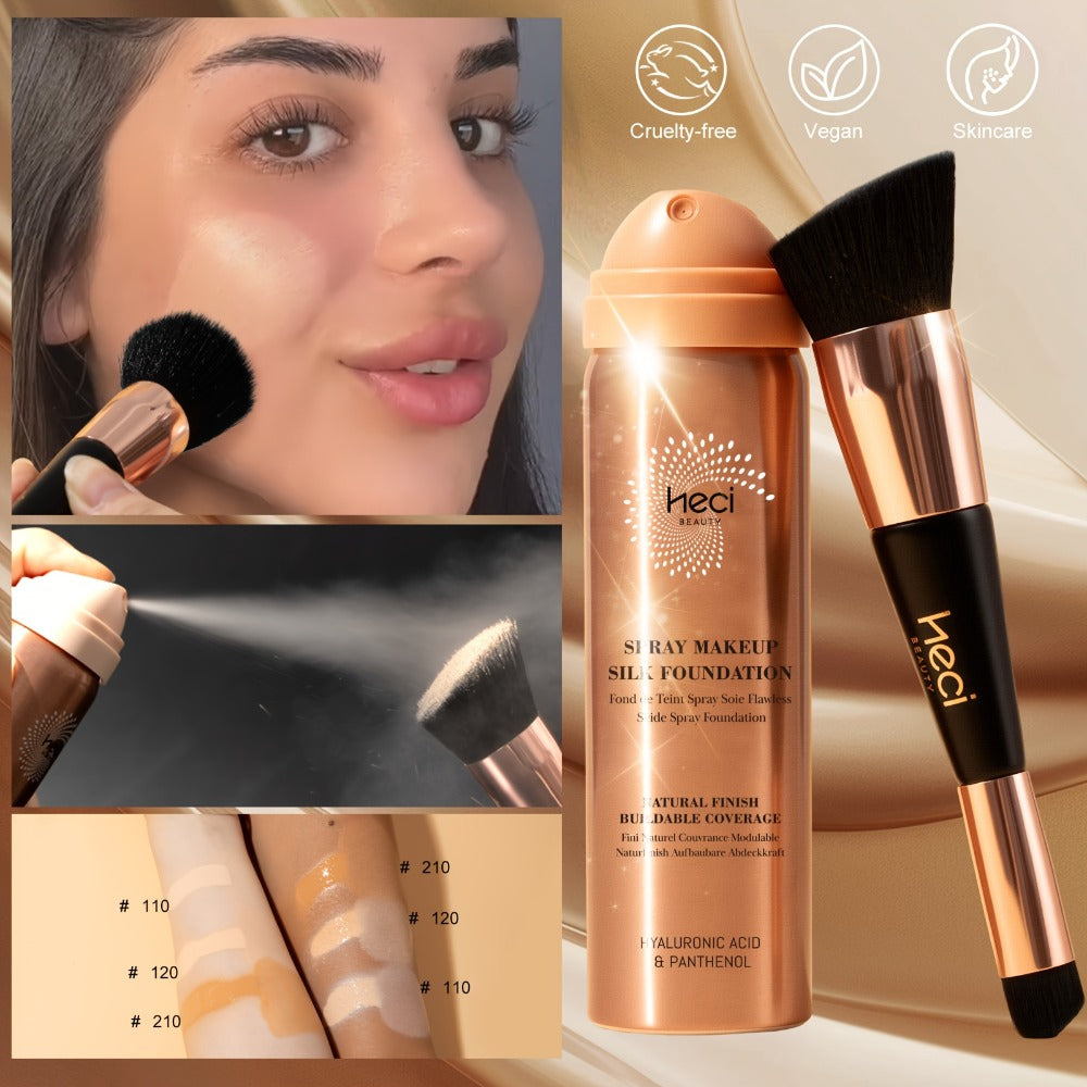 Two-Piece Spray Liquid Foundation and Brush Set with Matte Finish in Shades 110, 120 or 210