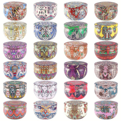 24-Piece Candle Gift Set with Lidded 2.5oz Decorative Travel Tins and Multicolor Fragrance Labels