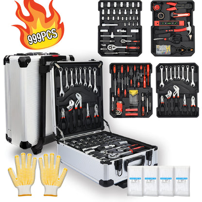Ratchet Socket Wrench Set with Handle – 50/53/96/123/218/999PCS | 3/8" Drive CR-V Steel | Metric & Imperial Sizes | Car Maintenance, Boat & Home Repair Tool Kit for Mechanics