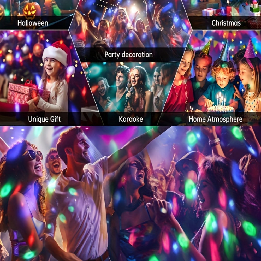 Party Lights Disco Ball Strobe Light Remote Control DJ Lighting Music Sync Rotating Effect for Entryways, Bedrooms and Living Spaces