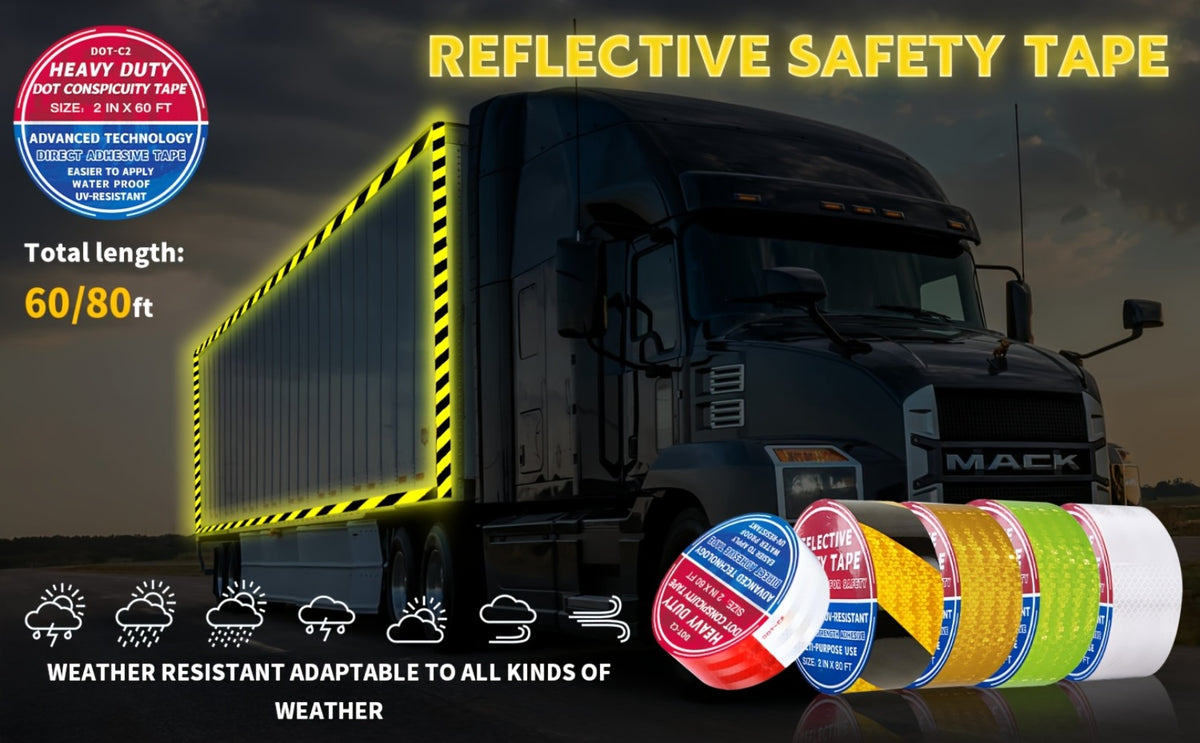 DOT-C2 Reflective Tape 2"x60' High Intensity Prismatic Self-Adhesive Safety Strip – Waterproof Wear-Resistant Ultra Bright for Cars Trucks Bikes Helmets Jackets & Outdoor Gear
