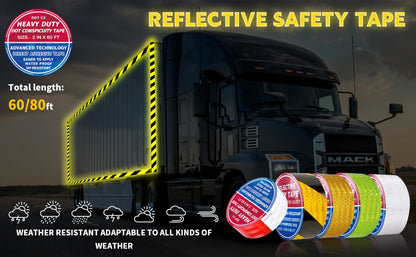 DOT-C2 Reflective Tape 2"x60' High Intensity Prismatic Self-Adhesive Safety Strip – Waterproof Wear-Resistant Ultra Bright for Cars Trucks Bikes Helmets Jackets & Outdoor Gear