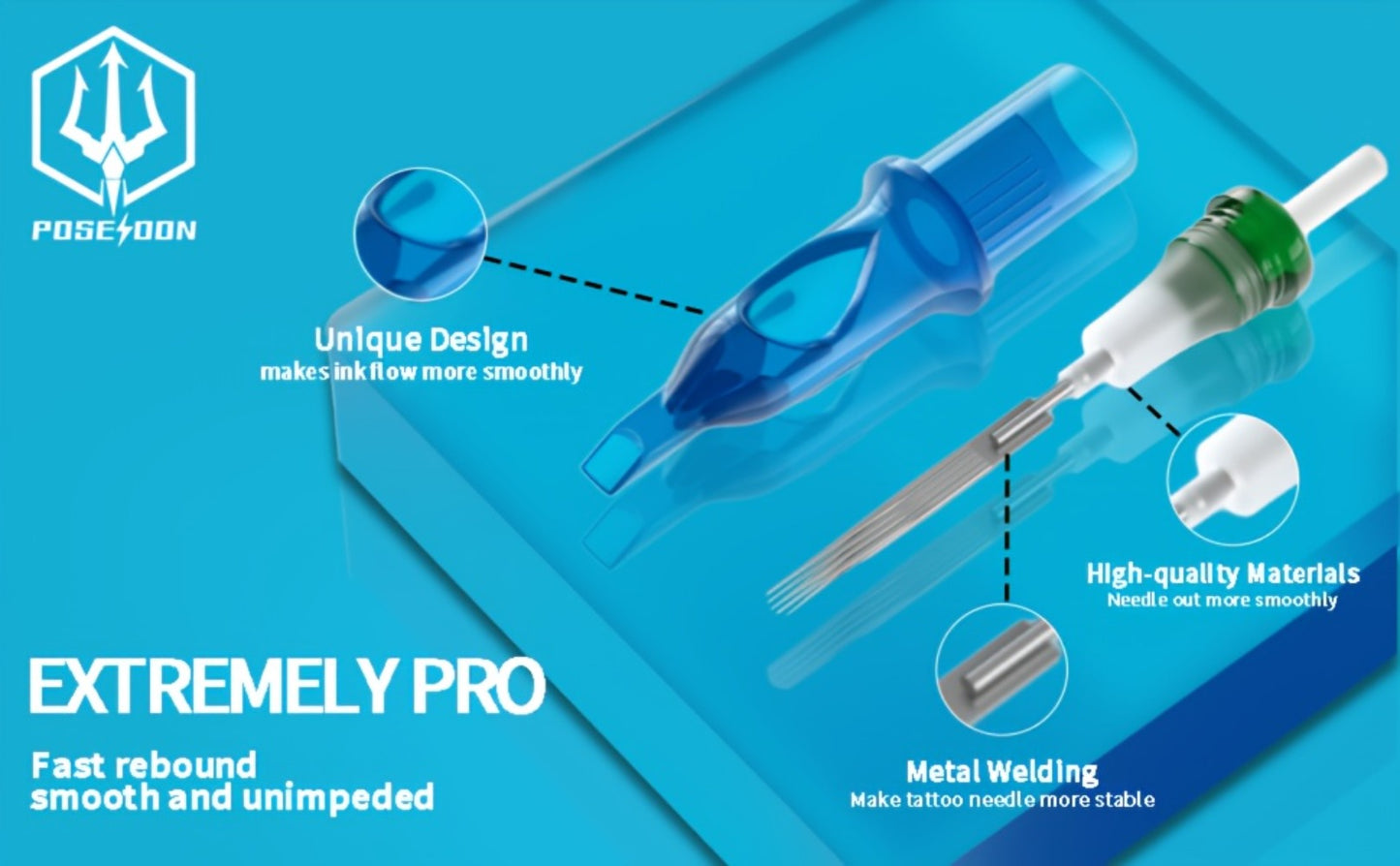Tattoo Cartridge Needles with POSEIDON V3 Label, 50-Piece Mixed, RL-Only or RS-Only Pack Choices