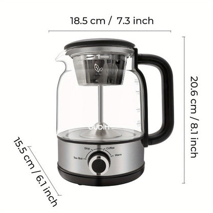Drip Coffee Maker Electric Kettle 600W 40.58oz BPA-Free Glass Stainless Steel Spray Brew Keep Warm Boil-Dry Protection for Coffee Tea Perfect Gift