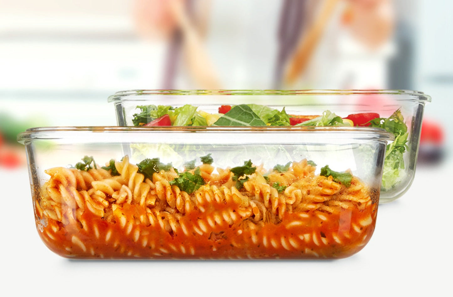Large Glass Food Storage Containers with Lids 2 Pack – 63oz Borosilicate Glass Meal Prep Containers, Airtight Snap Lids, Oven Microwave Freezer Dishwasher Safe, Leak-Proof Baking Dish Set