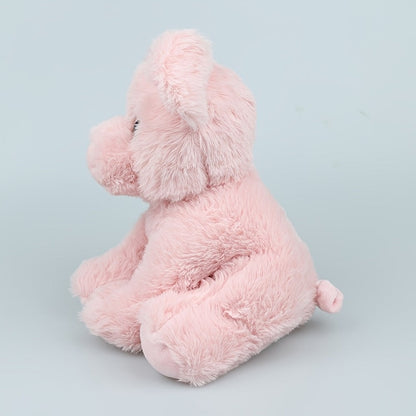 Stuffed Animal Pink Pig with Big Eyes, Curled Tail and Pillow-Style Body for Nursery or Sofa Decor